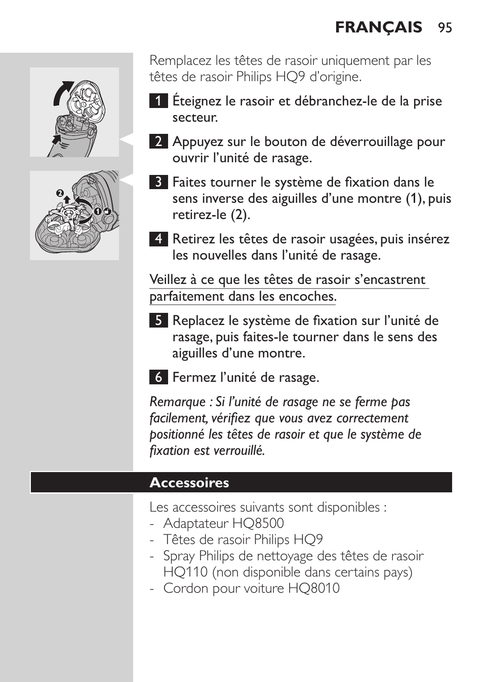 Accessoires | Philips Rasoir électrique User Manual | Page 93 / 180