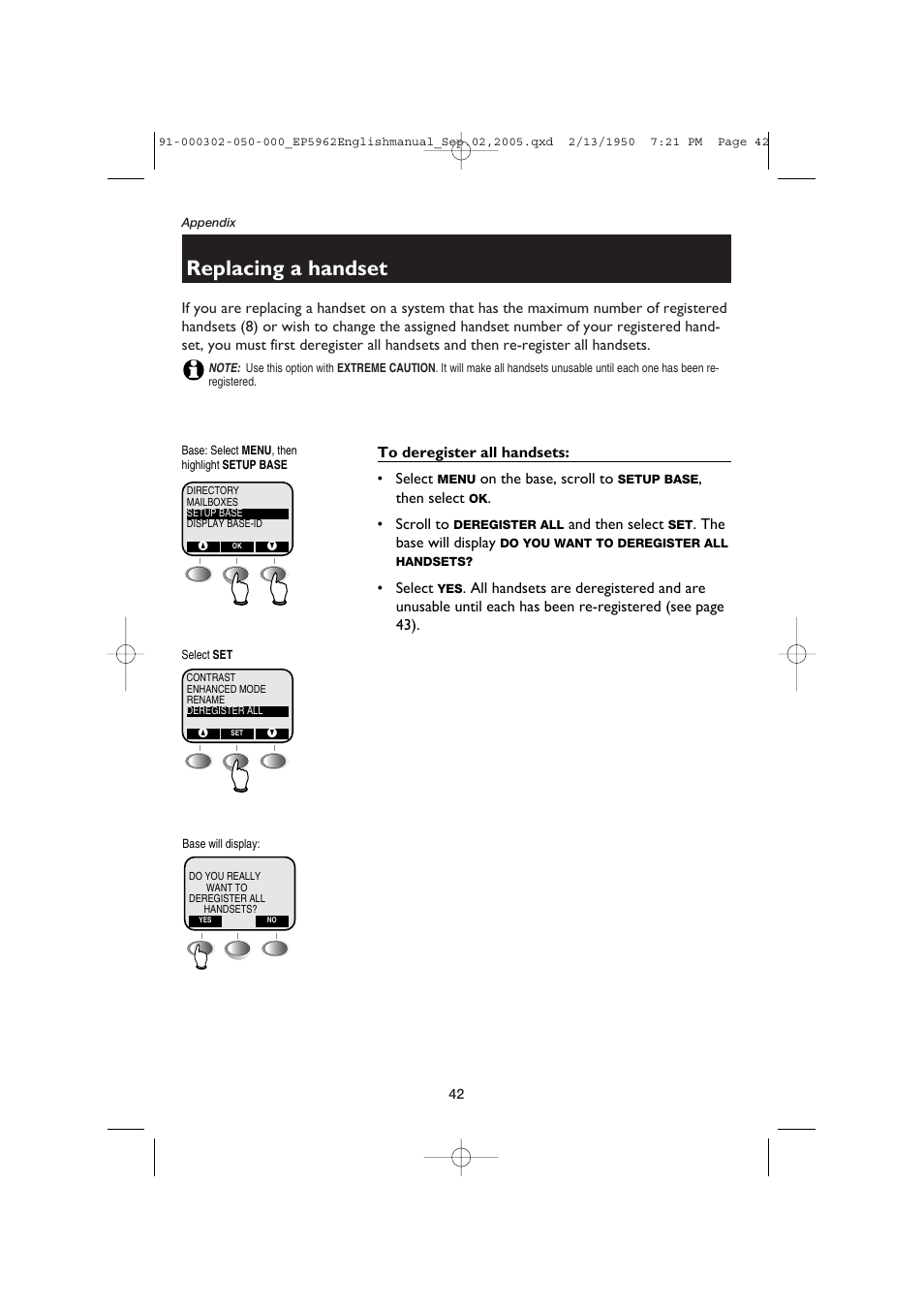 Replacing a handset | AT&T P5962 User Manual | Page 44 / 53