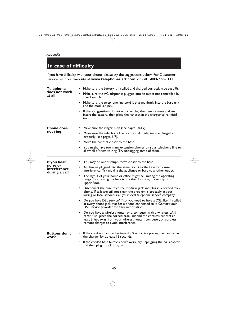 AT&T P5962 User Manual | Page 47 / 53