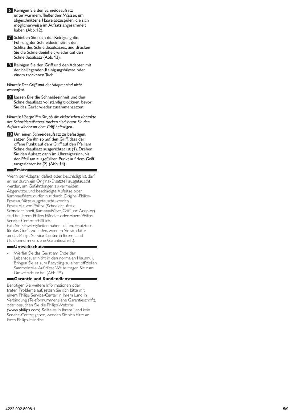 Philips HAIRCLIPPER Series 1000 Tondeuse cheveux User Manual | Page 5 / 9