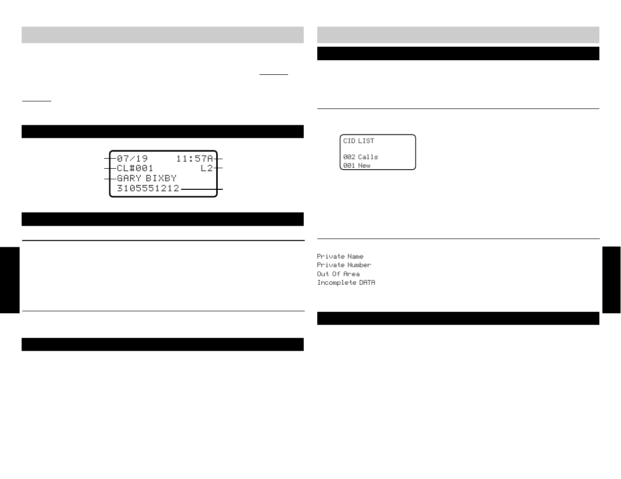 Caller id, Stored caller id records, Dialing using caller id records | The caller id display, Viewing caller id information, Call waiting caller id | AT&T SBC-420 User Manual | Page 17 / 26