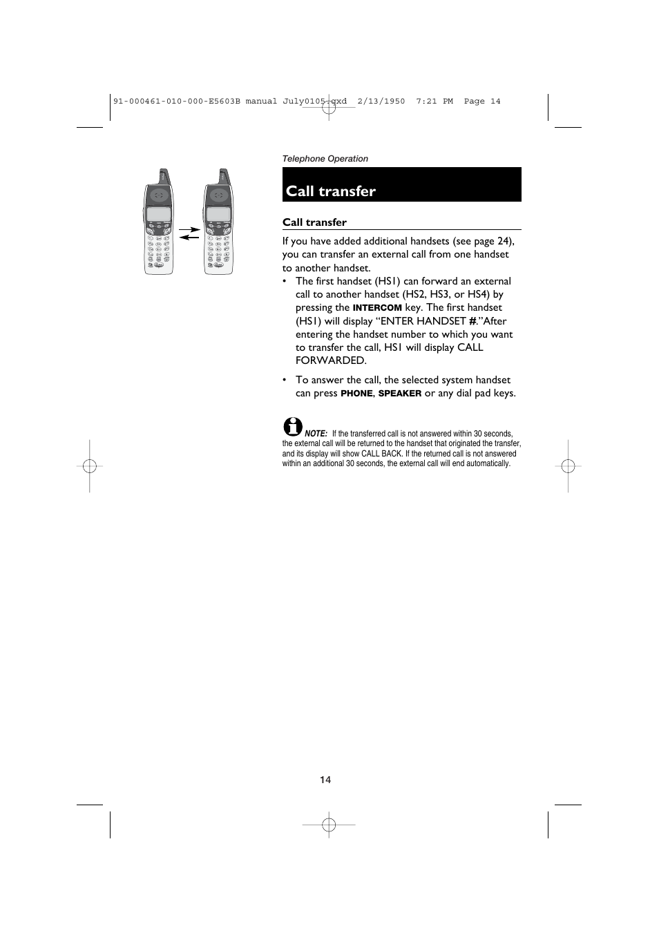 Call transfer | AT&T E5600 User Manual | Page 16 / 32