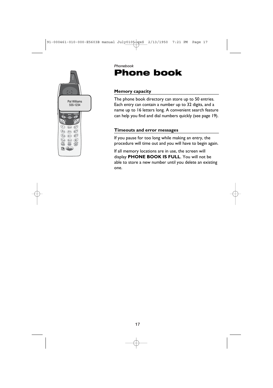 Phone book | AT&T E5600 User Manual | Page 19 / 32