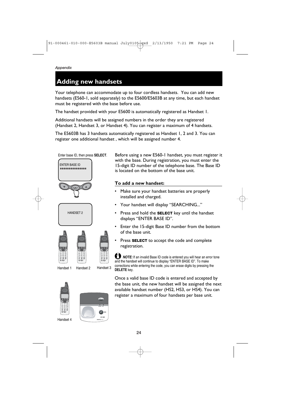 Adding new handsets | AT&T E5600 User Manual | Page 26 / 32