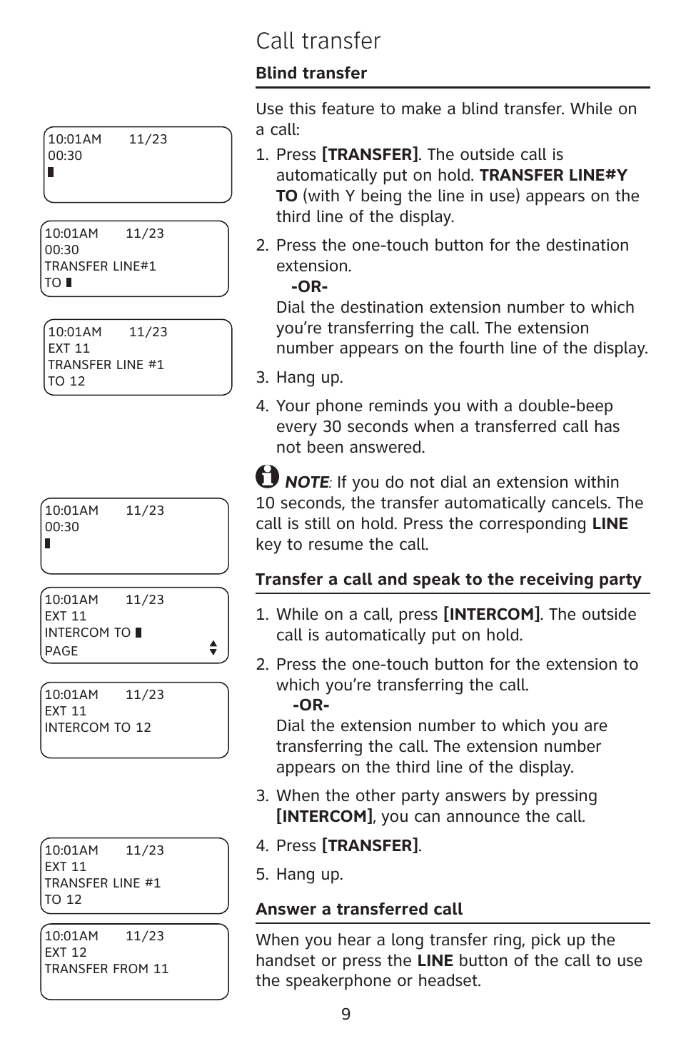 Call transfer | AT&T 1080 User Manual | Page 10 / 18