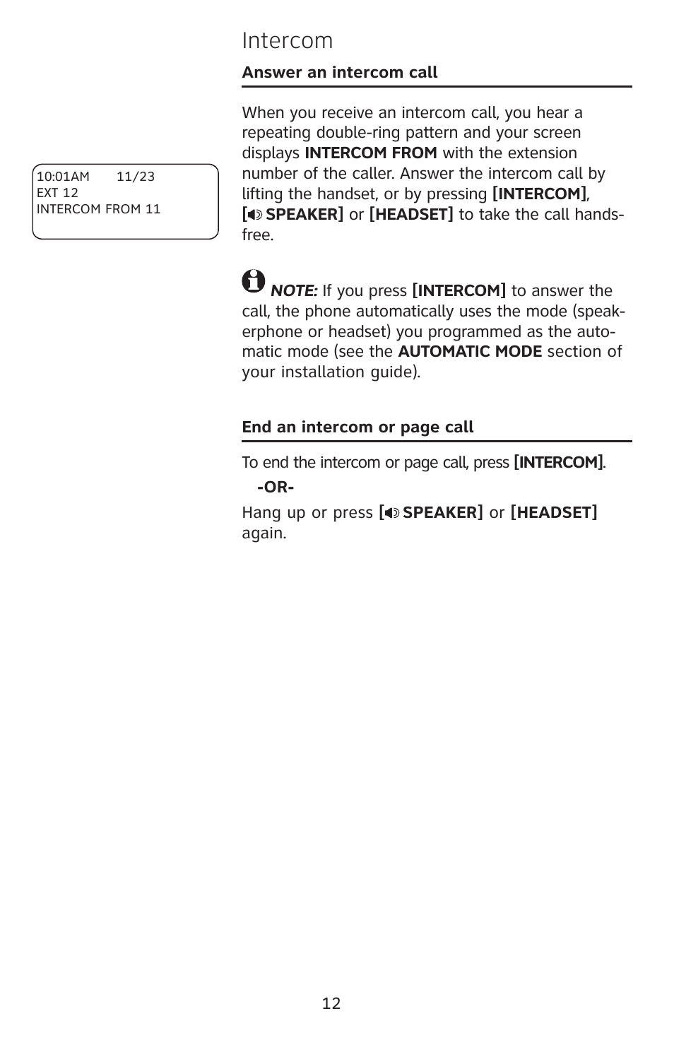 Intercom | AT&T 1080 User Manual | Page 13 / 18