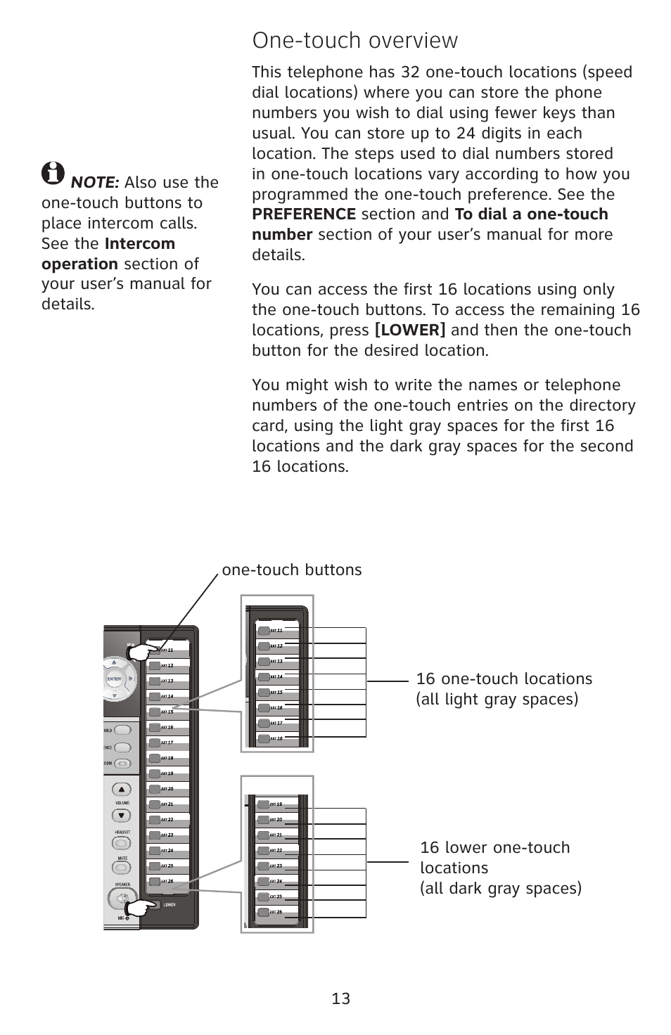 One-touch overview | AT&T 1080 User Manual | Page 14 / 18