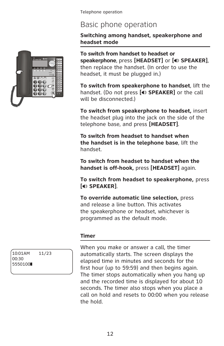 Basic phone operation | AT&T 1040 User Manual | Page 18 / 74