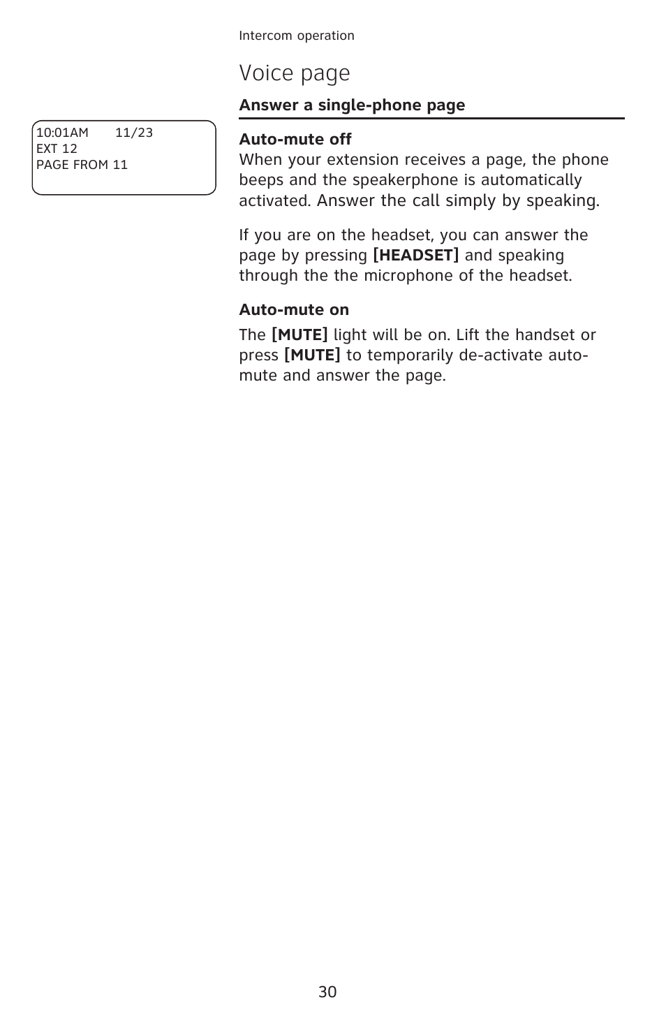 Voice page | AT&T 1040 User Manual | Page 36 / 74