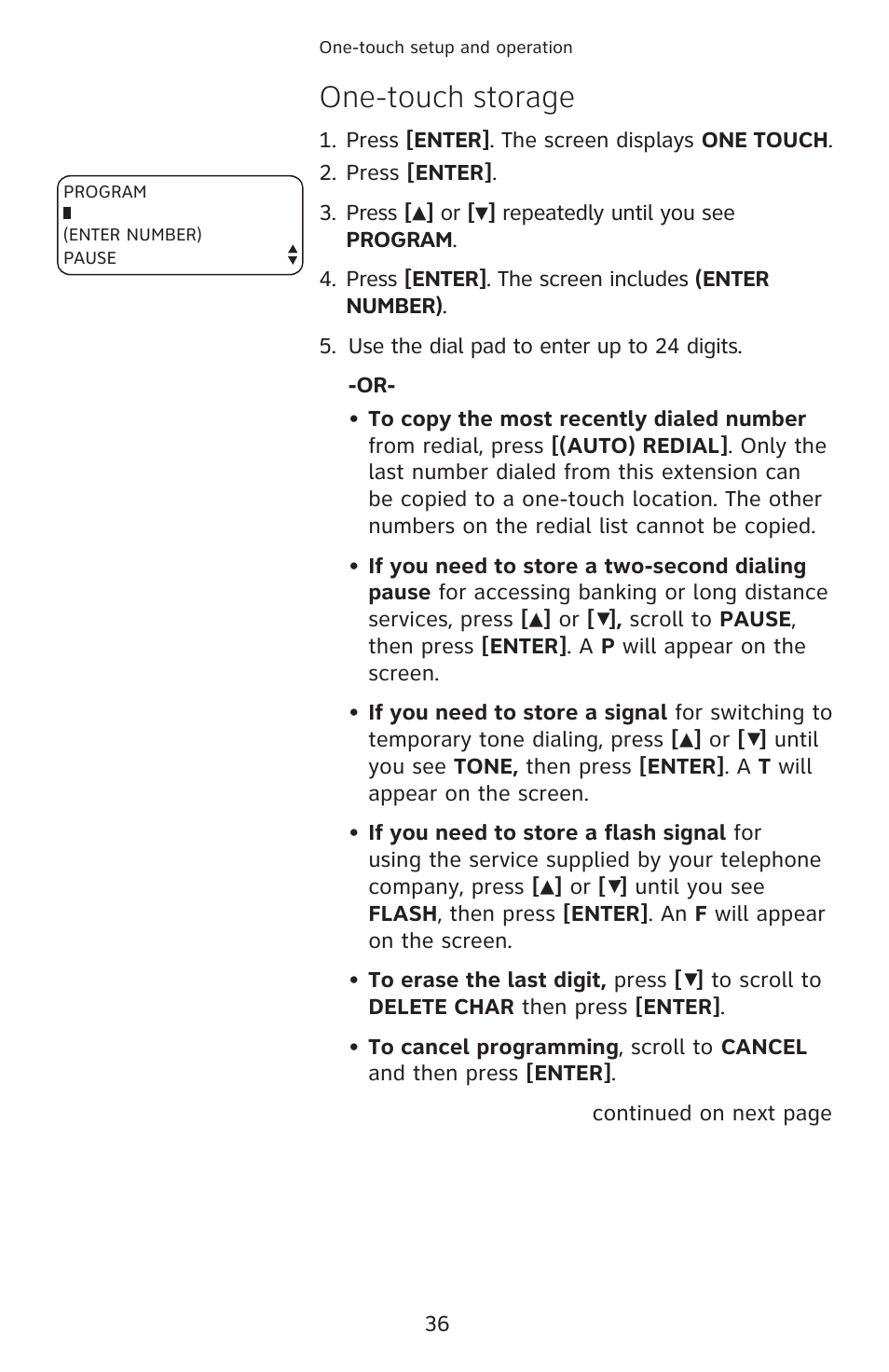One-touch storage | AT&T 1040 User Manual | Page 42 / 74