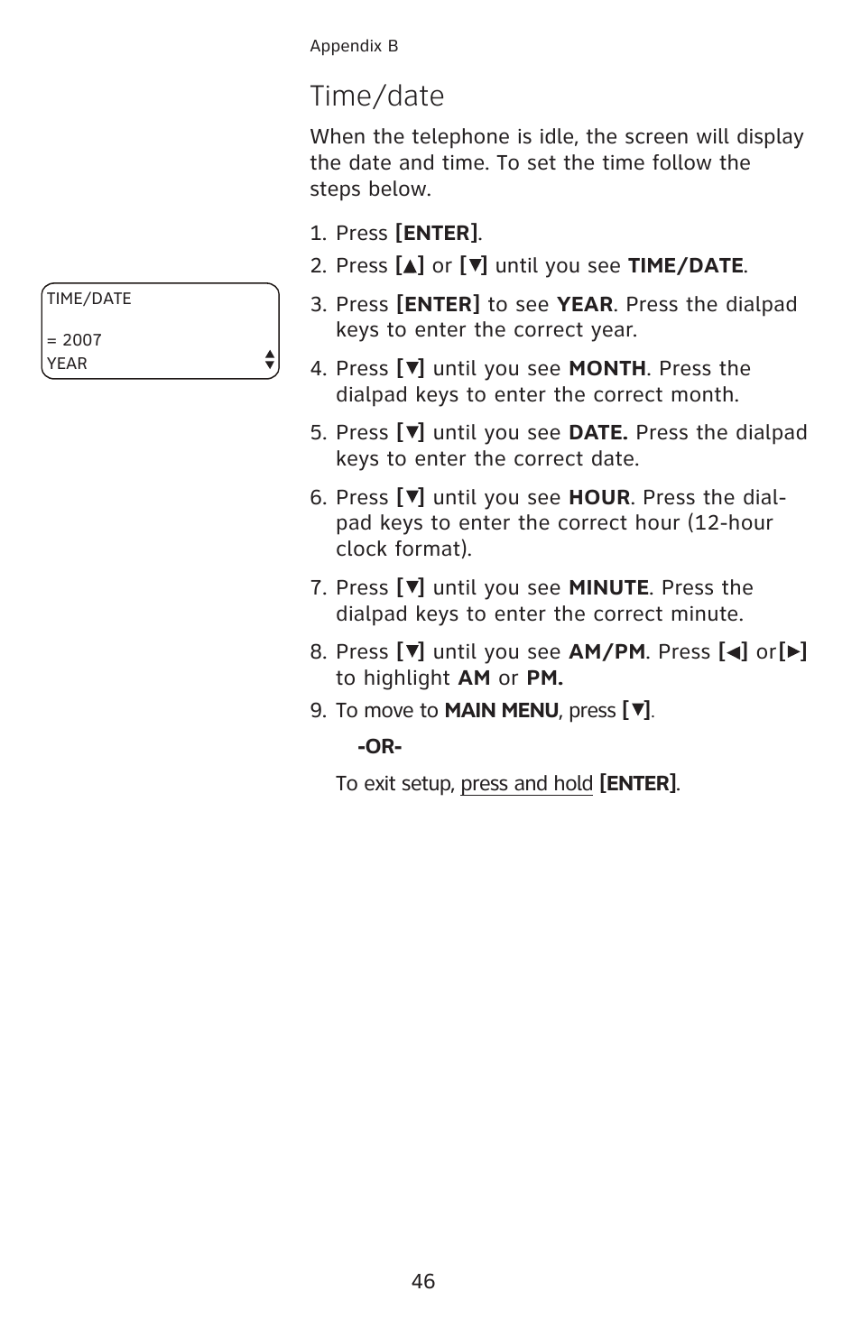 Time/date | AT&T 1040 User Manual | Page 52 / 74