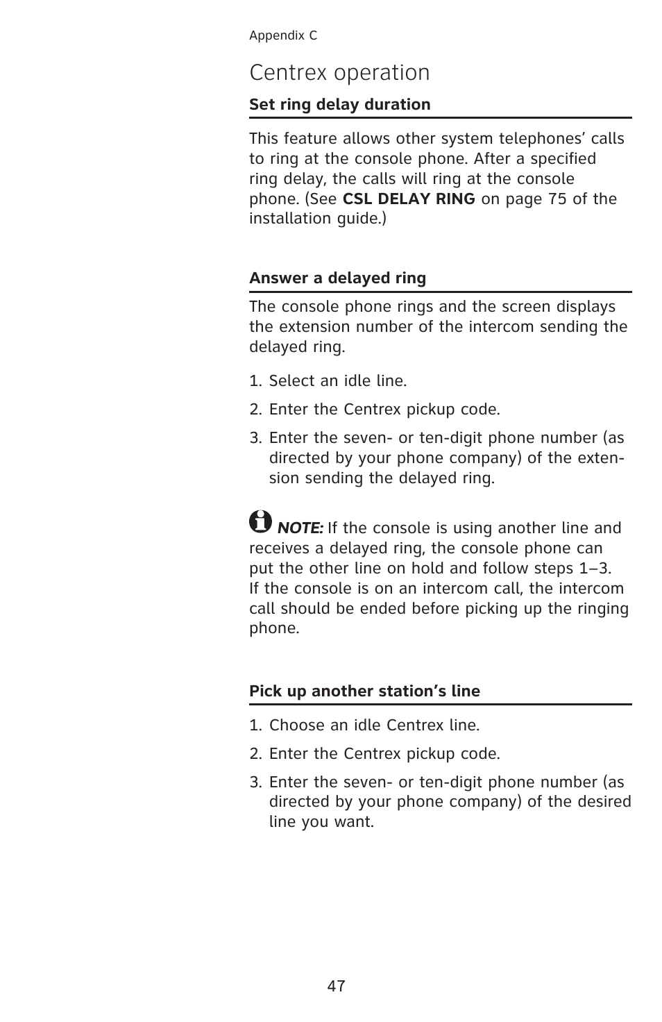 Centrex operation | AT&T 1040 User Manual | Page 53 / 74