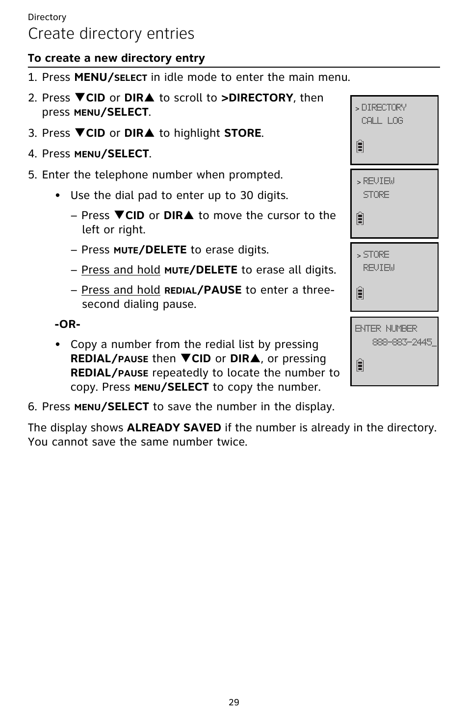 Create directory entries, To create a new directory entry | AT&T CL82659 User Manual | Page 34 / 77