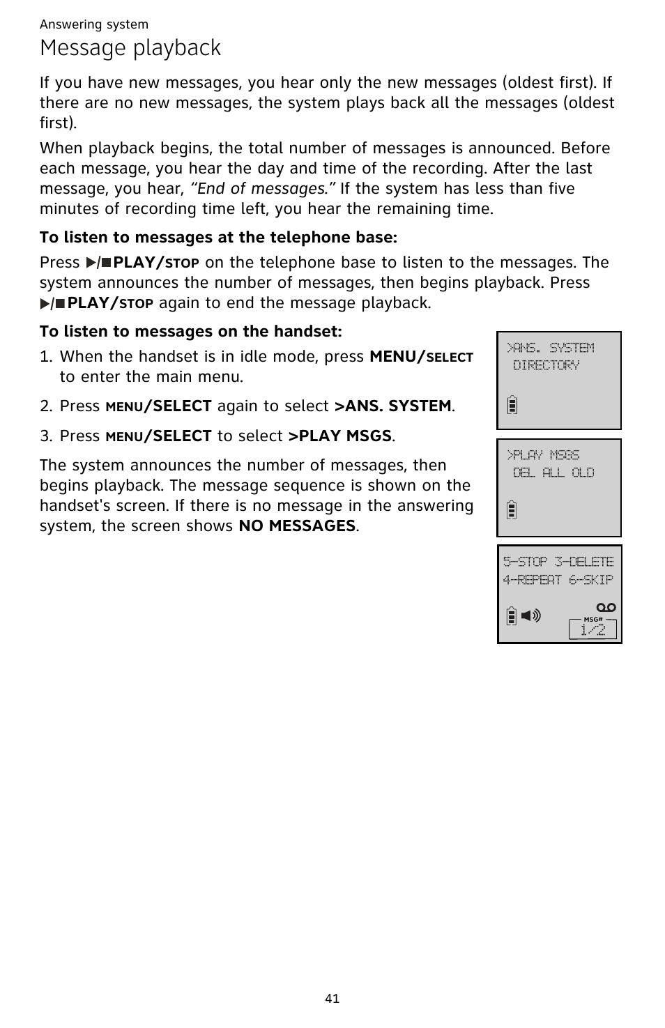 Message playback | AT&T CL82659 User Manual | Page 46 / 77