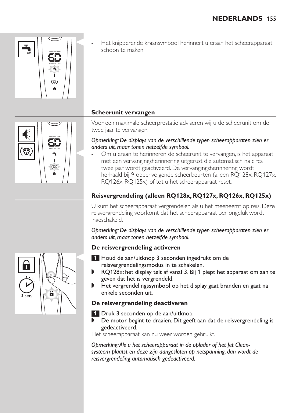 Nederlands | Philips SHAVER Series 9000 SensoTouch Rasoir électrique 100 % étanche User Manual | Page 155 / 320