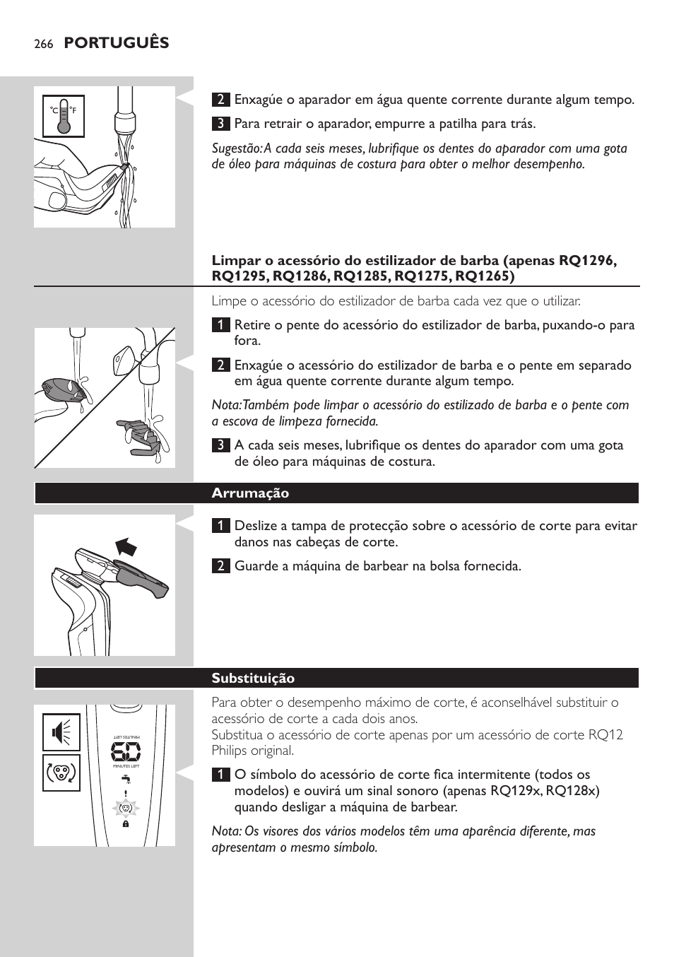 Philips SHAVER Series 9000 SensoTouch Rasoir électrique 100 % étanche User Manual | Page 266 / 320