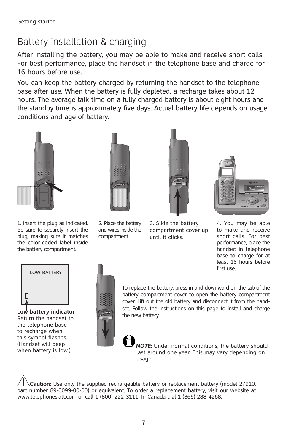 Battery installation & charging | AT&T E2811 User Manual | Page 10 / 65