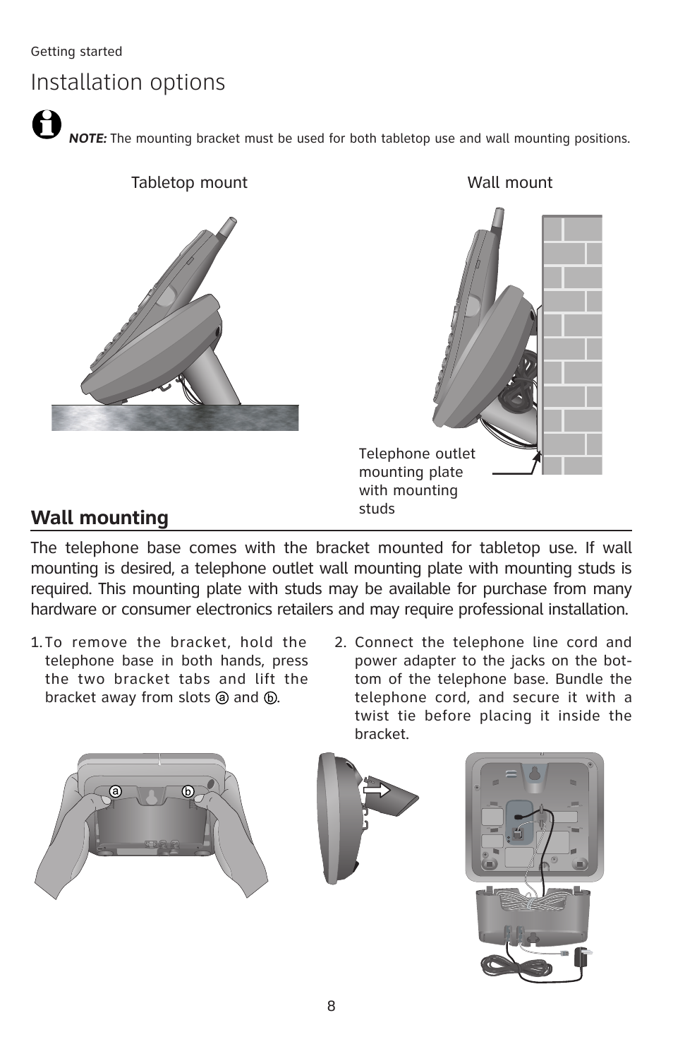 Installation options, Wall mounting | AT&T E2811 User Manual | Page 11 / 65