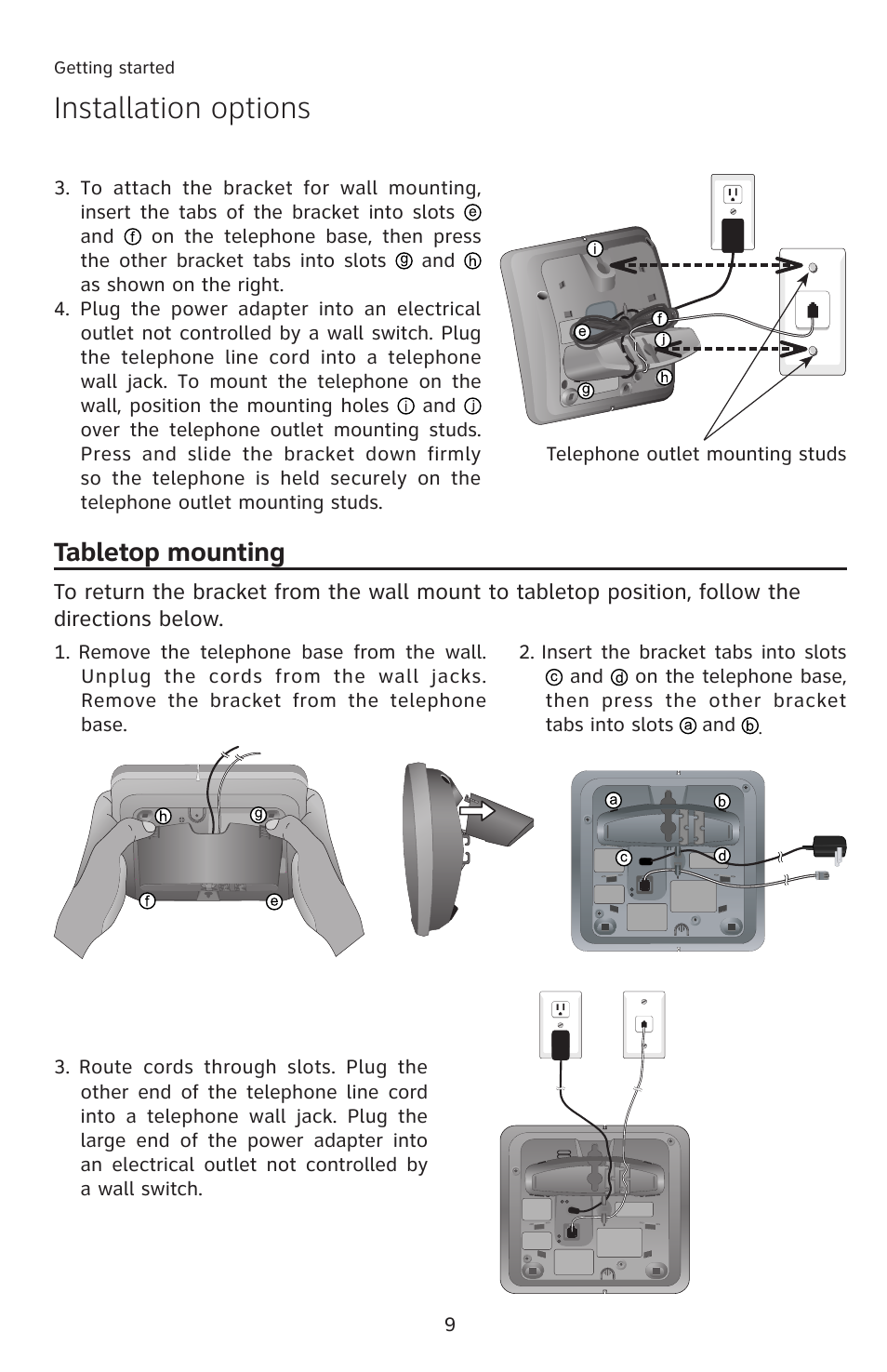 Tabletop mounting, Installation options | AT&T E2811 User Manual | Page 12 / 65