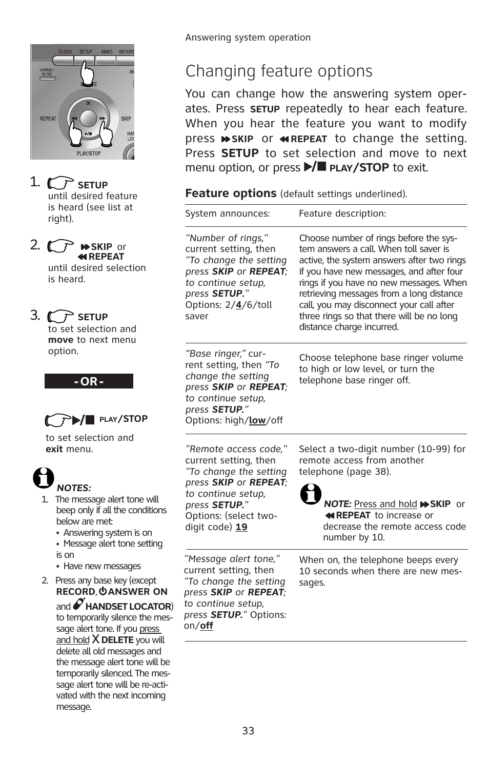 Changing feature options, Stop to exit. feature options | AT&T E2811 User Manual | Page 36 / 65