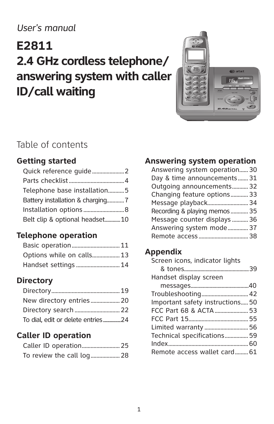 AT&T E2811 User Manual | Page 4 / 65