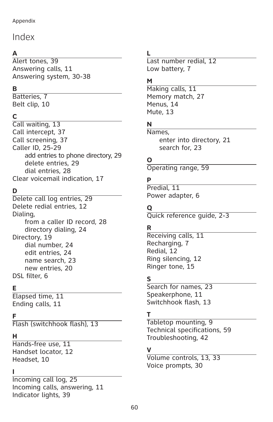 Index | AT&T E2811 User Manual | Page 63 / 65