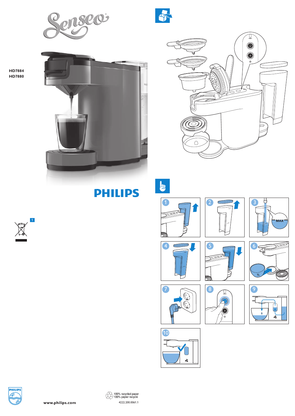 Philips SENSEO® Up Machine à café à dosettes User Manual | 14 pages