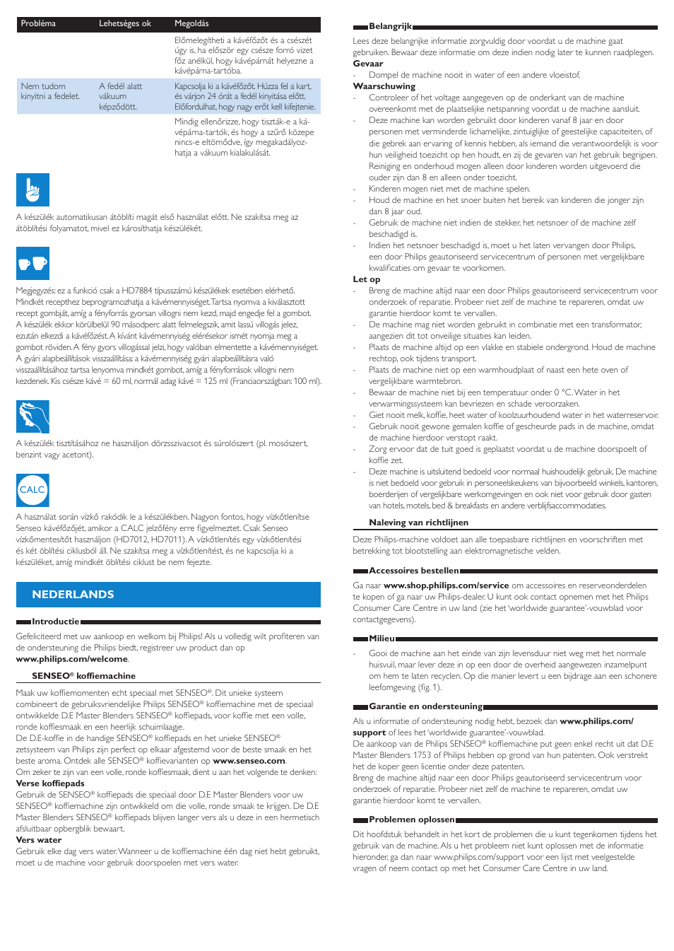Nederlands | Philips SENSEO® Up Machine à café à dosettes User Manual | Page 12 / 14