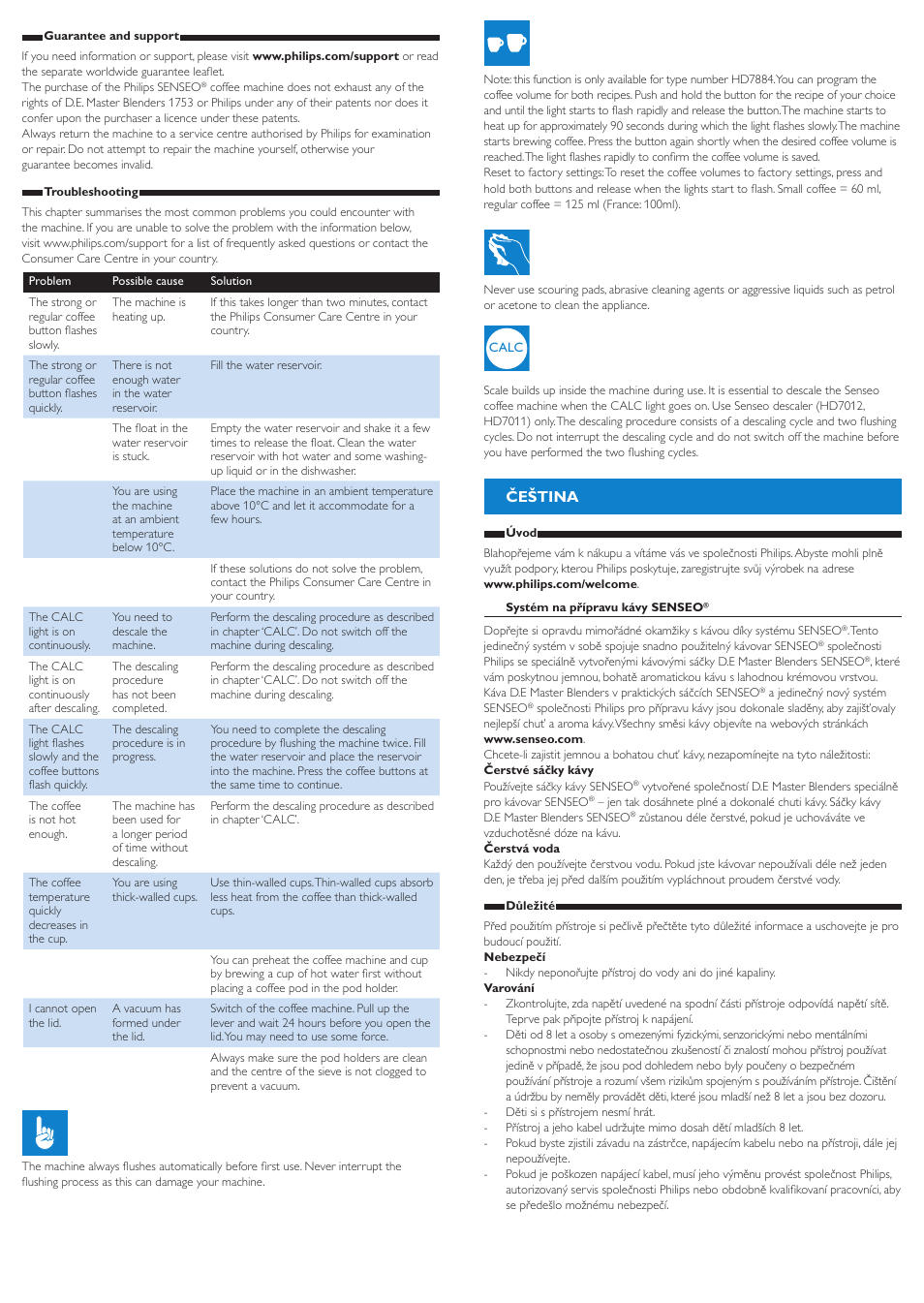 Čeština | Philips SENSEO® Up Machine à café à dosettes User Manual | Page 4 / 14