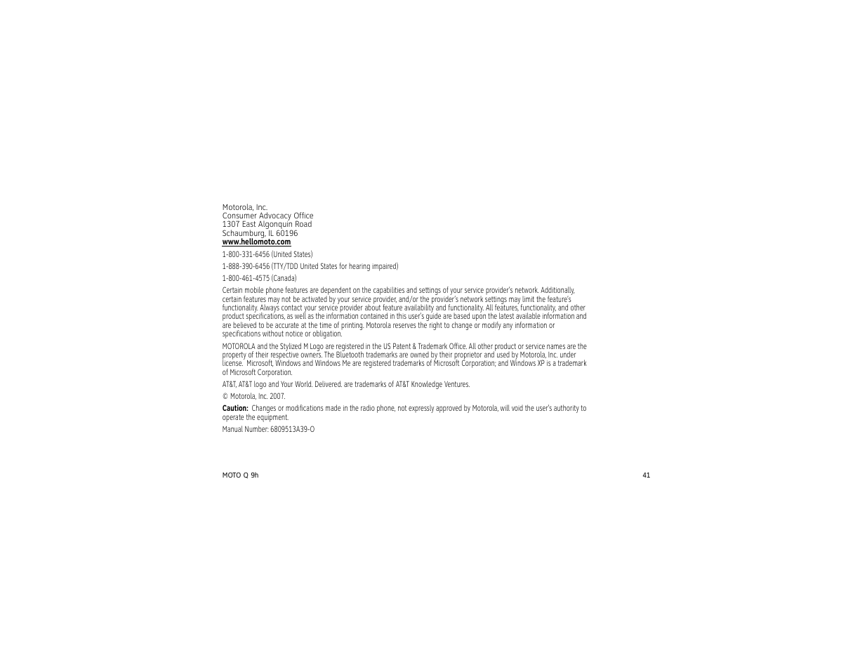 AT&T MOTO Q Q 9H User Manual | Page 41 / 43