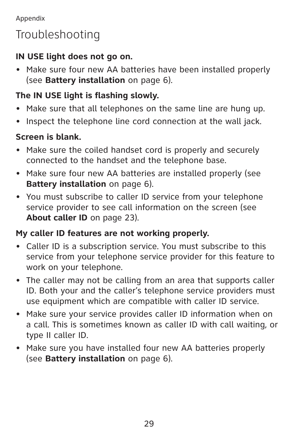 Troubleshooting | AT&T TRIMLINE TR1909 User Manual | Page 33 / 43