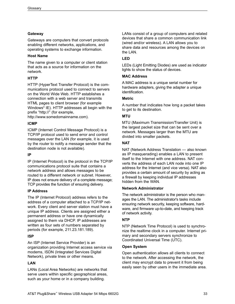 AT&T PLUG&SHARE 6602G User Manual | Page 33 / 38