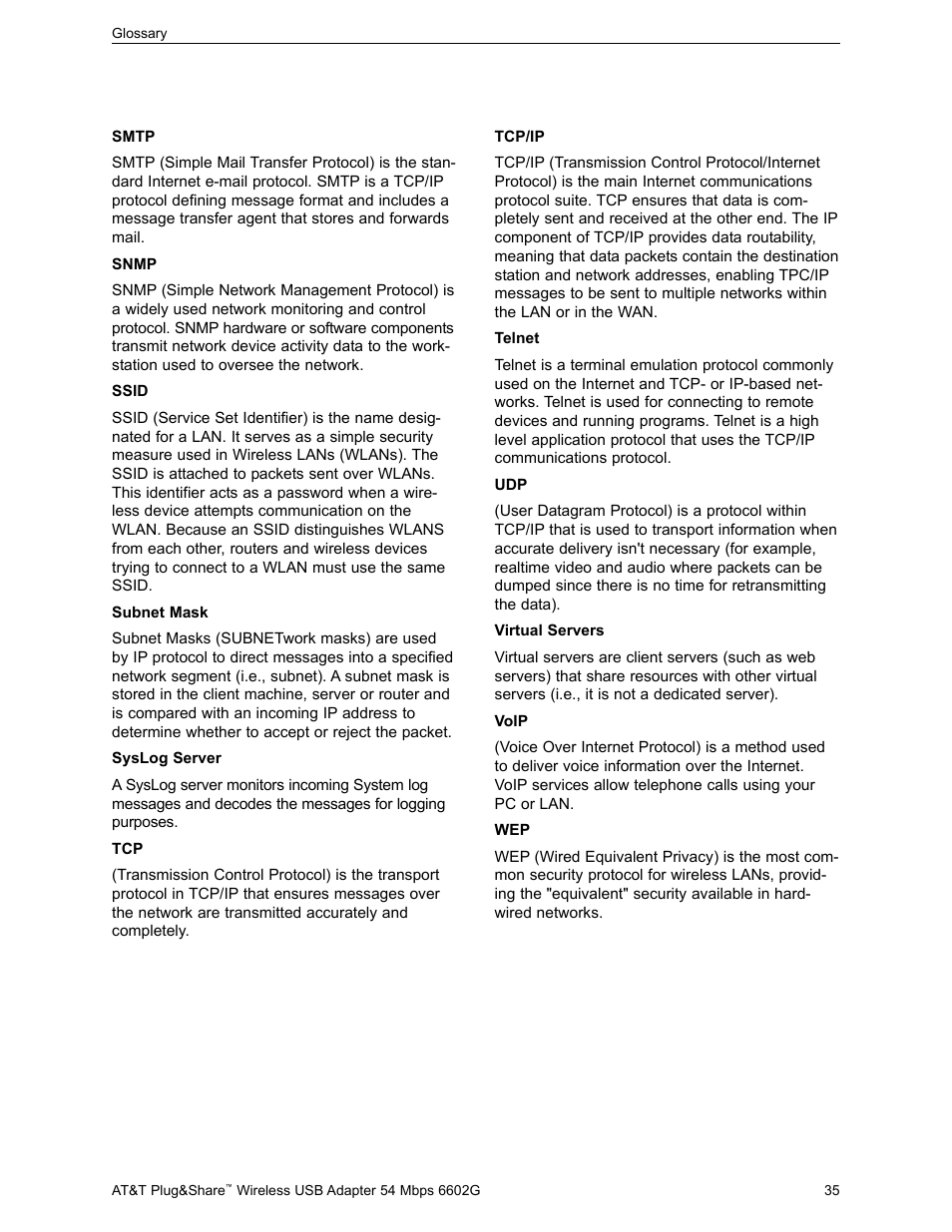 AT&T PLUG&SHARE 6602G User Manual | Page 35 / 38