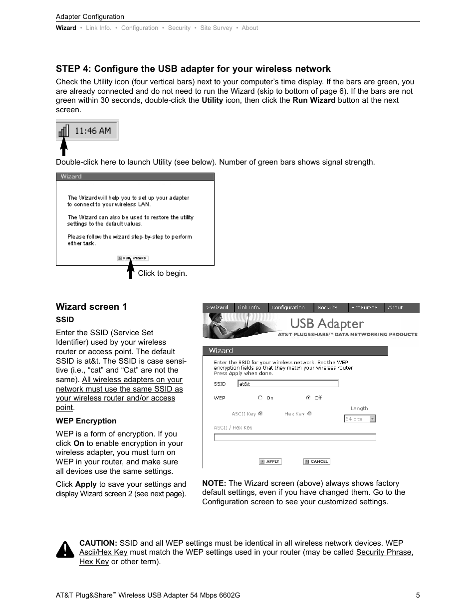 Wizard screen 1 | AT&T PLUG&SHARE 6602G User Manual | Page 5 / 38