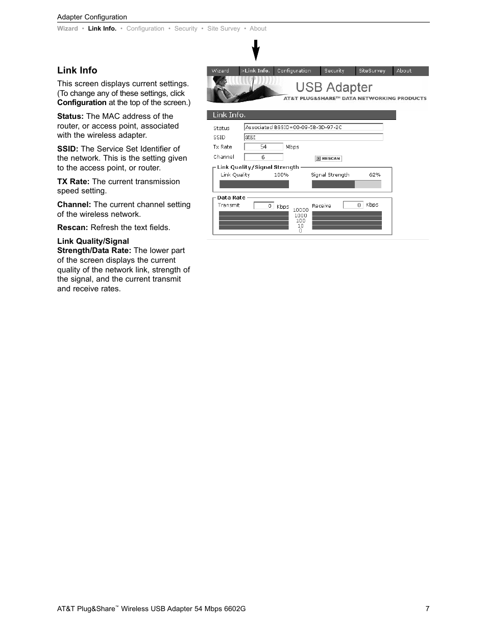 Link info | AT&T PLUG&SHARE 6602G User Manual | Page 7 / 38