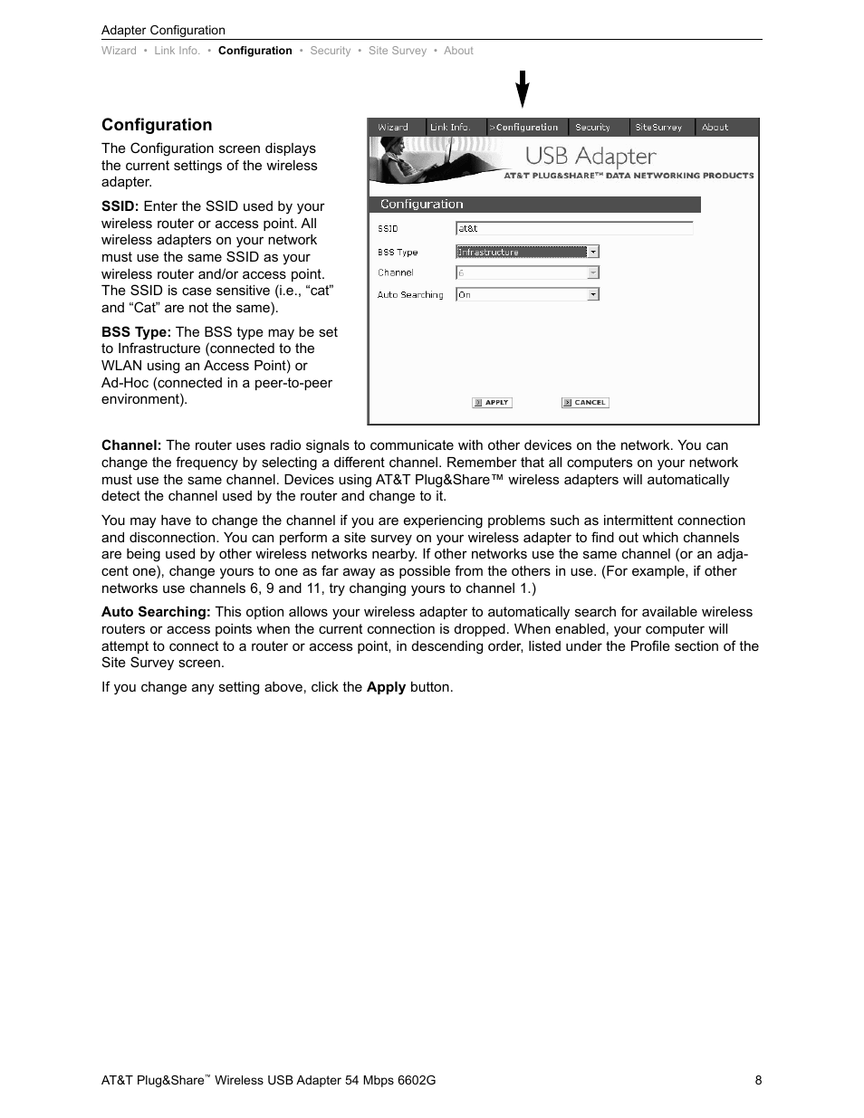 Configuration | AT&T PLUG&SHARE 6602G User Manual | Page 8 / 38