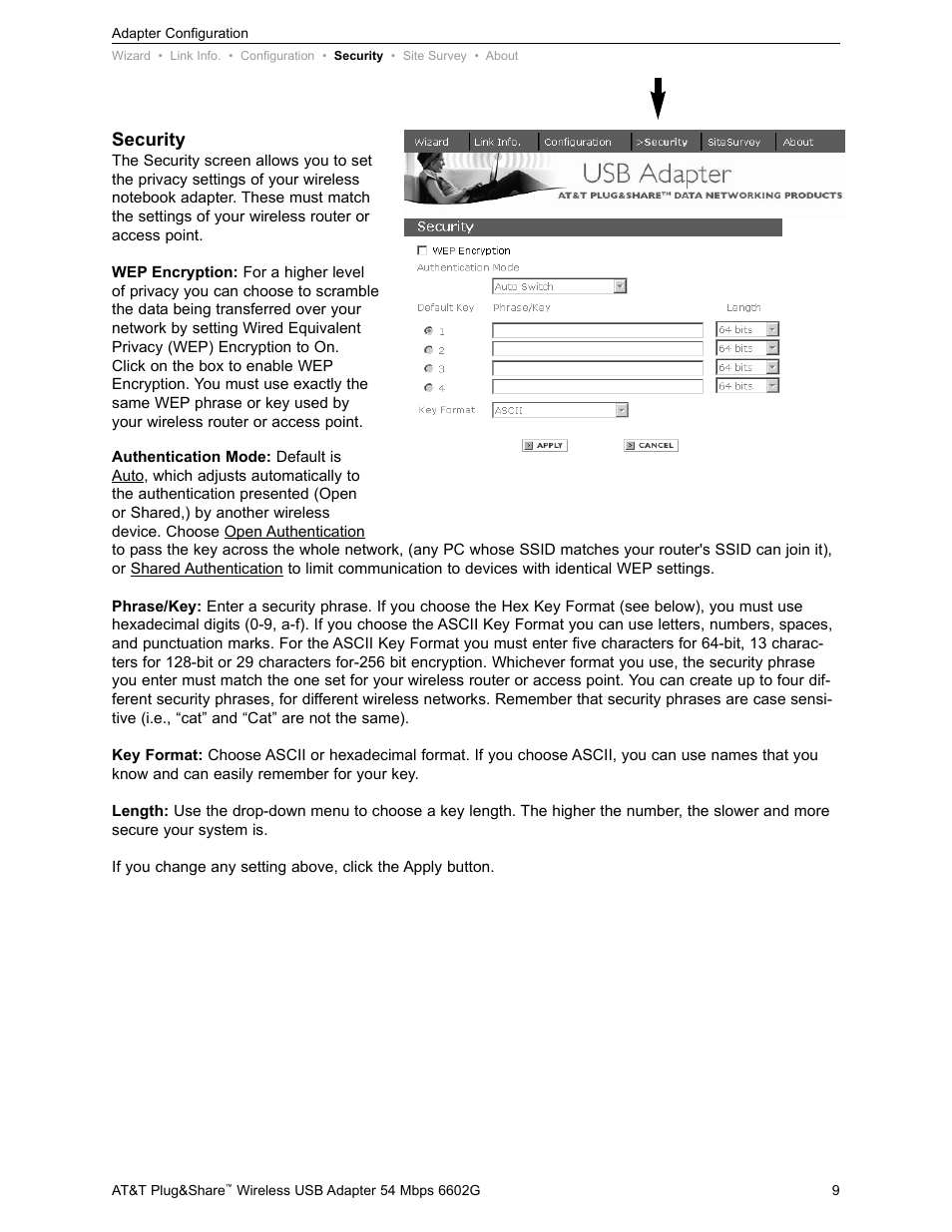 Security | AT&T PLUG&SHARE 6602G User Manual | Page 9 / 38