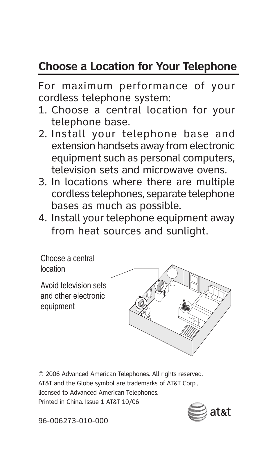 Choose a location for your telephone | AT&T AT5872 User Manual | Page 6 / 6