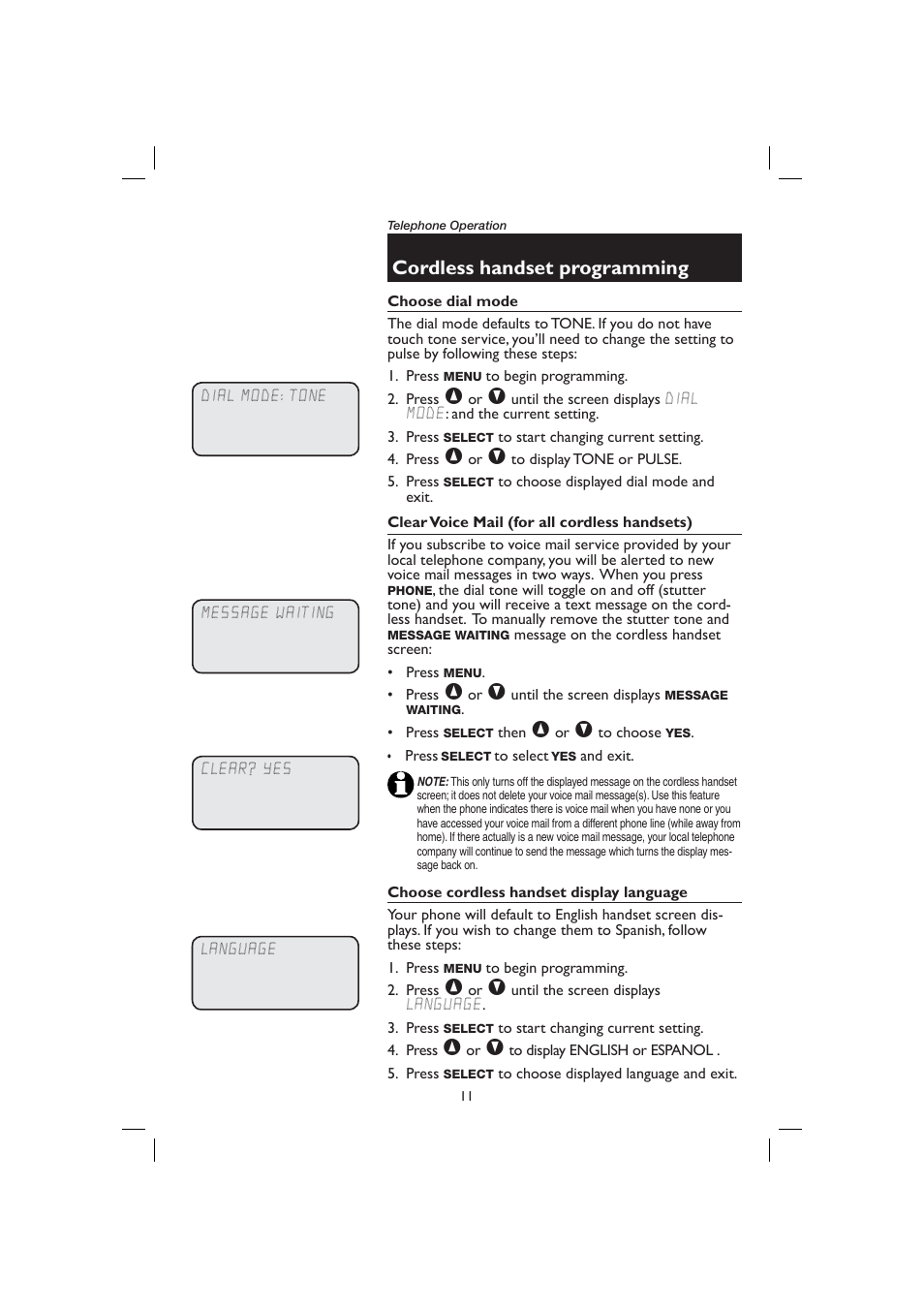 Cordless handset programming | AT&T E2116 User Manual | Page 15 / 48