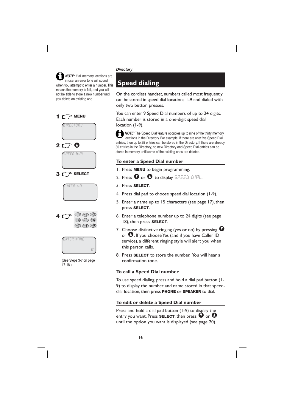 Speed dialing | AT&T E2116 User Manual | Page 20 / 48