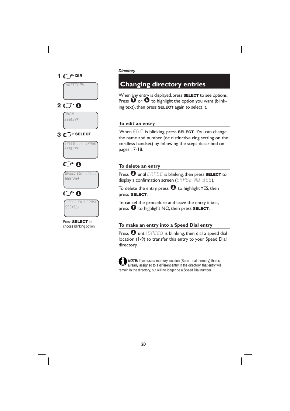 Changing directory entries | AT&T E2116 User Manual | Page 24 / 48