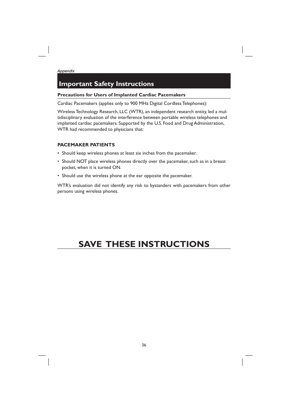 Save these instructions, Important safety instructions | AT&T E2116 User Manual | Page 40 / 48