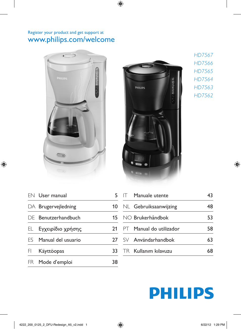 Philips Viva Cafetière User Manual | 76 pages
