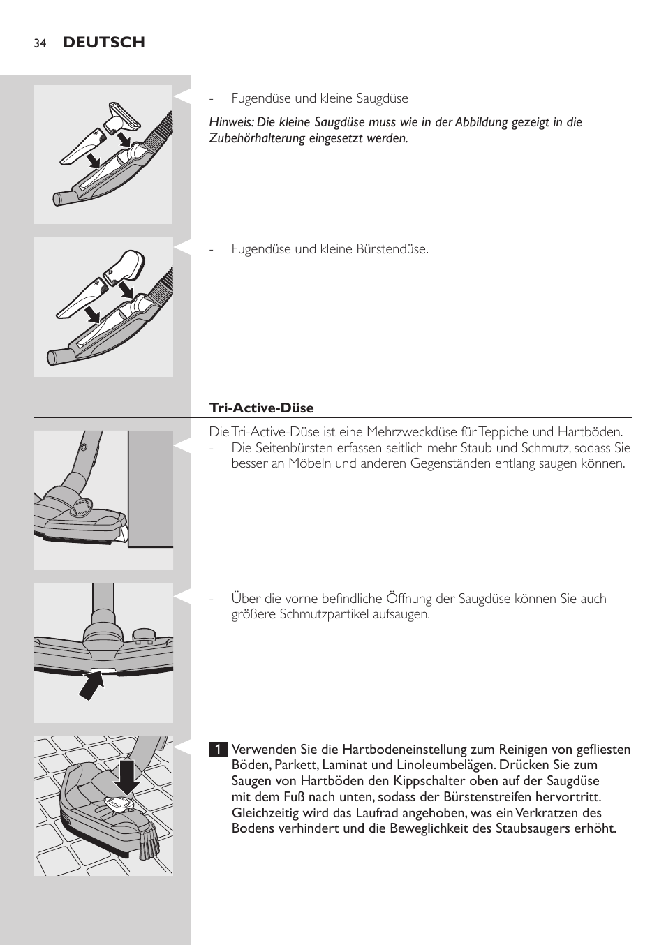 Tri-active-düse | Philips Studio Aspirateur avec sac User Manual | Page 34 / 170