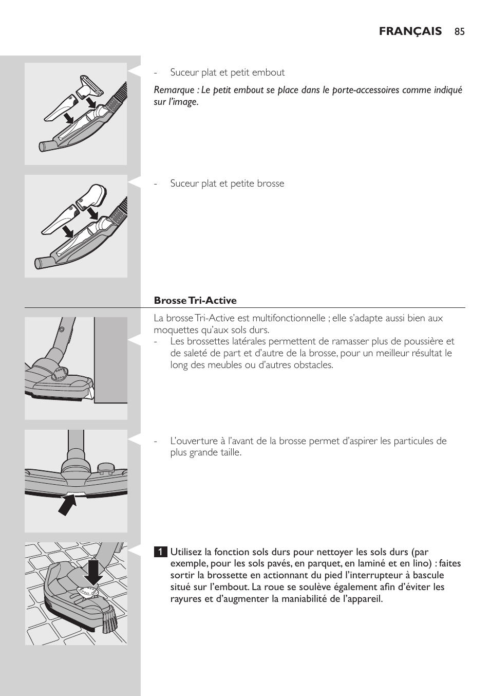 Brosse tri-active | Philips Studio Aspirateur avec sac User Manual | Page 85 / 170