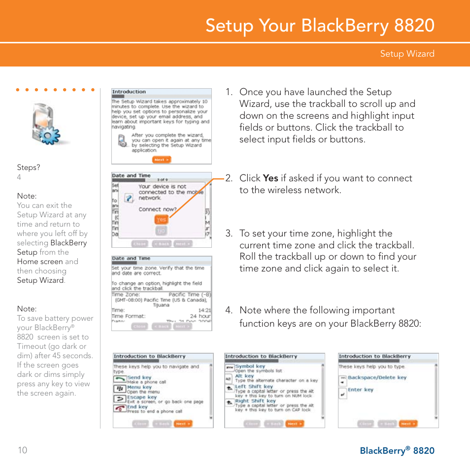 Setup your blackberry 8820 | AT&T BLACKBERRY 8820 User Manual | Page 10 / 58