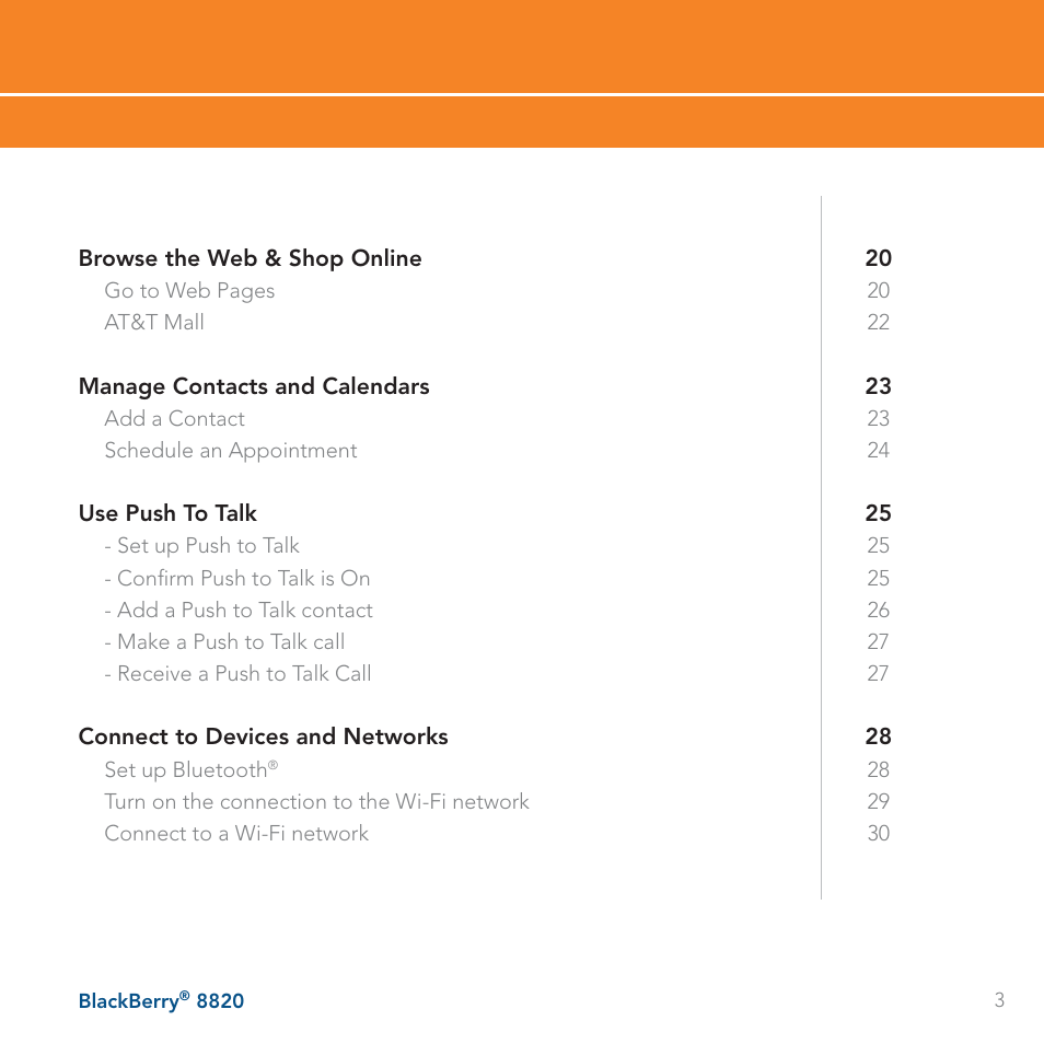 AT&T BLACKBERRY 8820 User Manual | Page 3 / 58