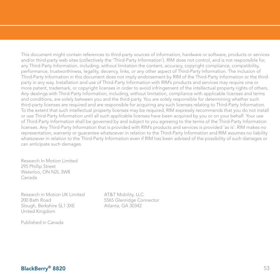AT&T BLACKBERRY 8820 User Manual | Page 53 / 58