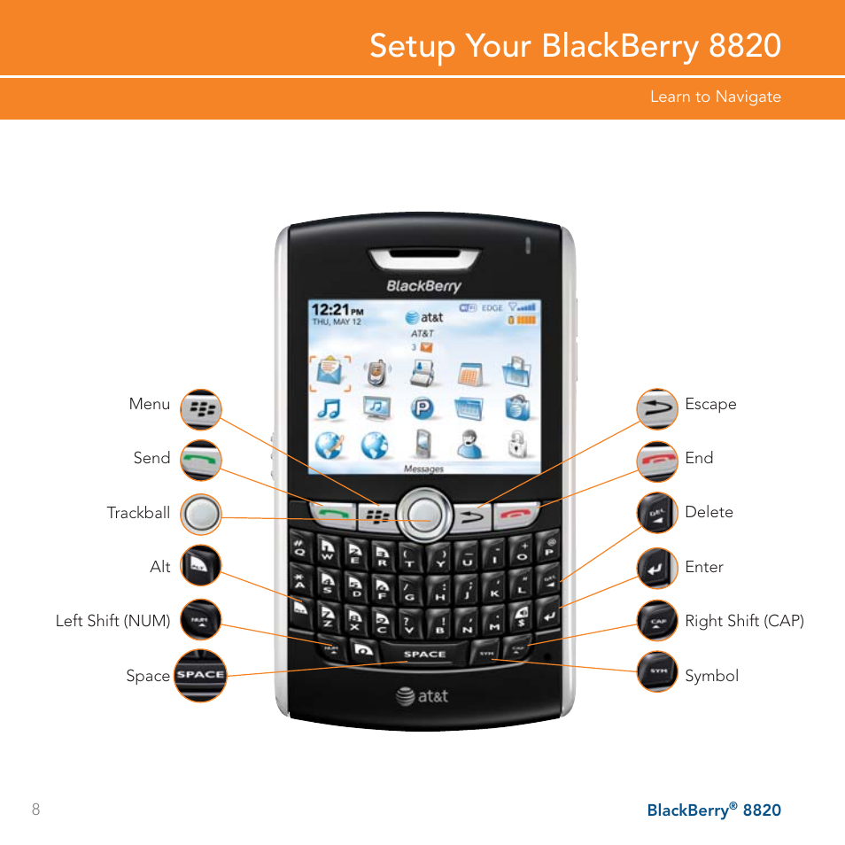 Setup your blackberry 8820 | AT&T BLACKBERRY 8820 User Manual | Page 8 / 58