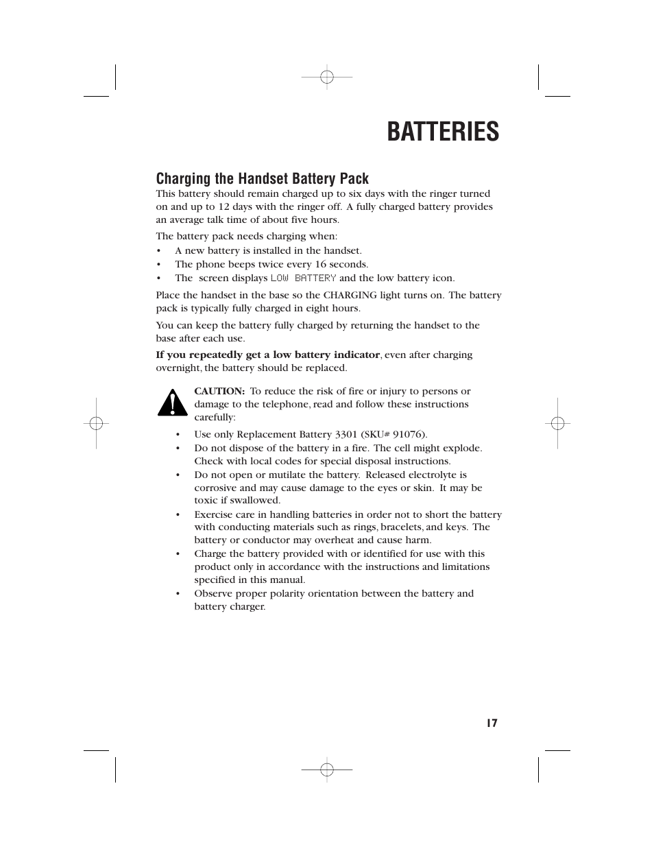 Batteries, Charging the handset battery pack | AT&T 9345 User Manual | Page 20 / 23